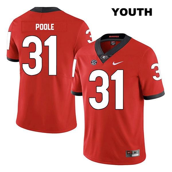 Georgia Bulldogs Youth William Poole #31 NCAA Legend Authentic Red Nike Stitched College Football Jersey FJQ2656YF